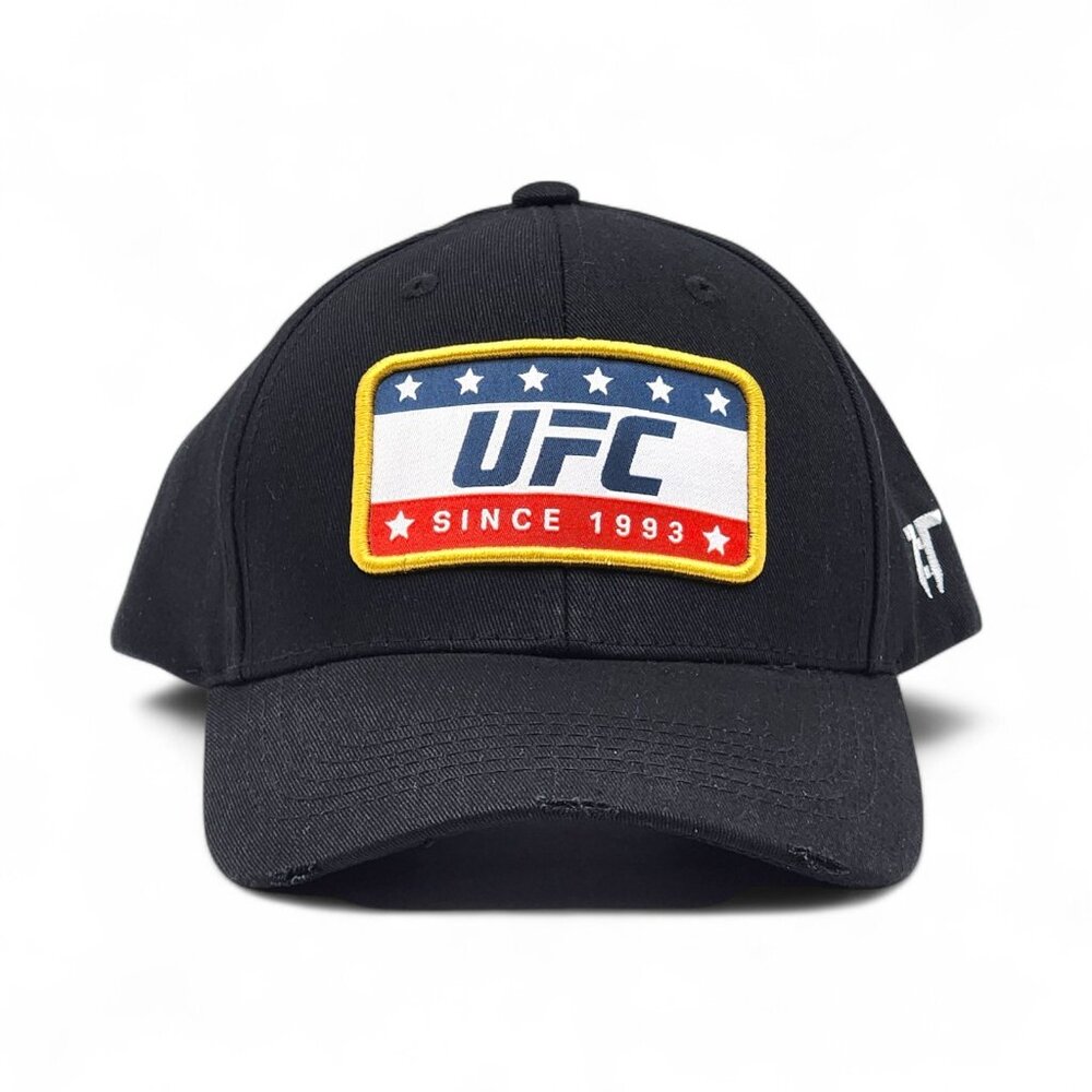 UFC Rectangle Flag Tokyo Time Adjustable Baseball Black Hat -NEW - Picture 2 of 5